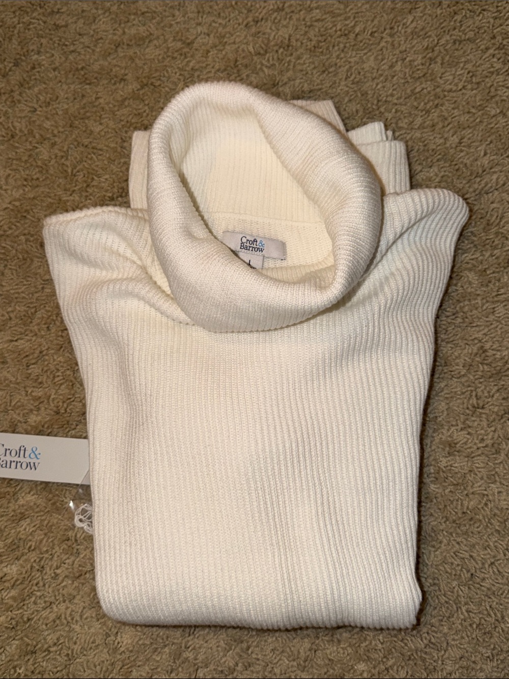 croft & barrow Cream Ribbed Turtleneck Sweater